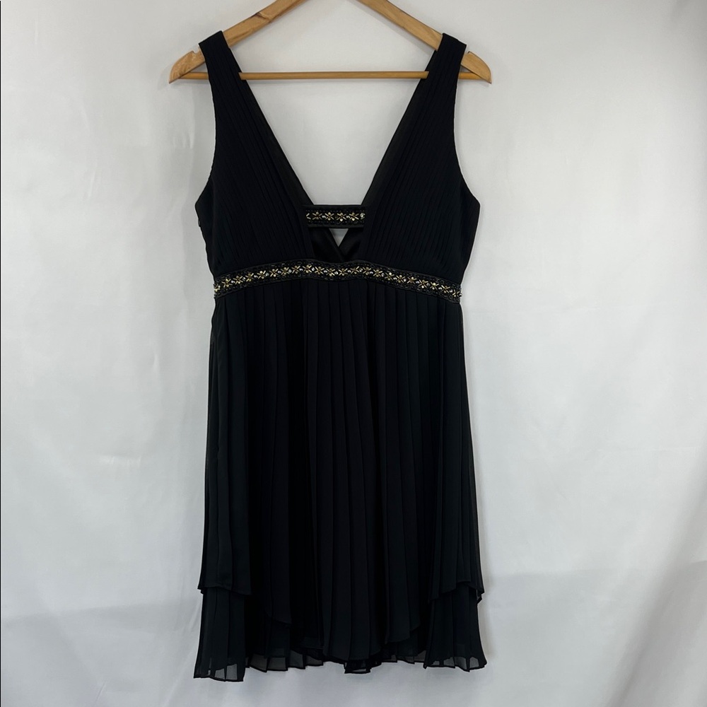 Laundry By Shelli Segal Los Angeles Black Embroidered Pleated Dress - Size 6